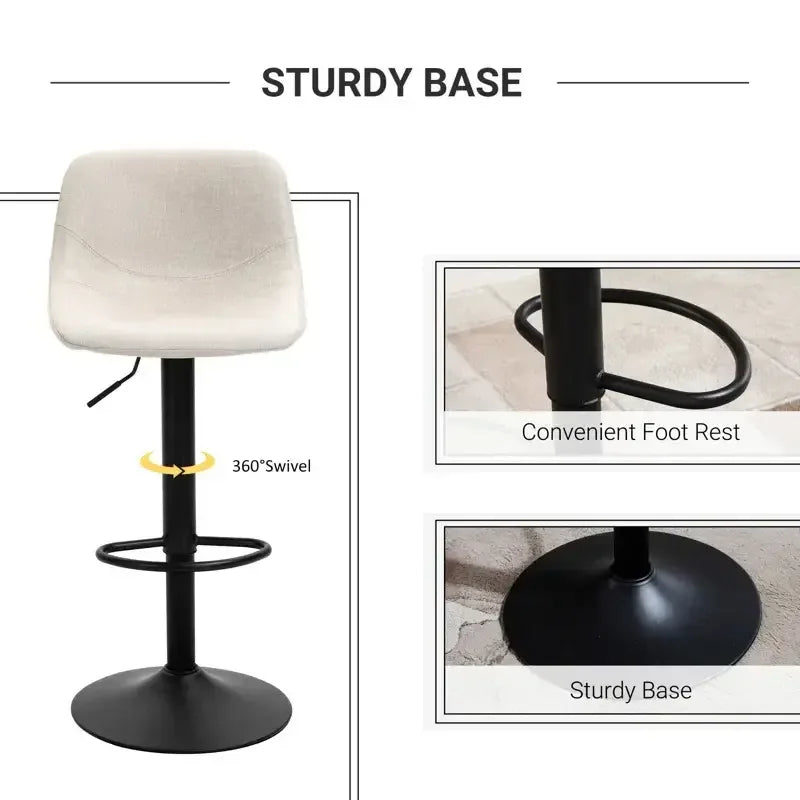 DYPODTEN Adjustable Bar Stools with 360° Swivel Seat, Comfortable Footrest, and Sturdy Metal Base for Kitchen and Home Bar