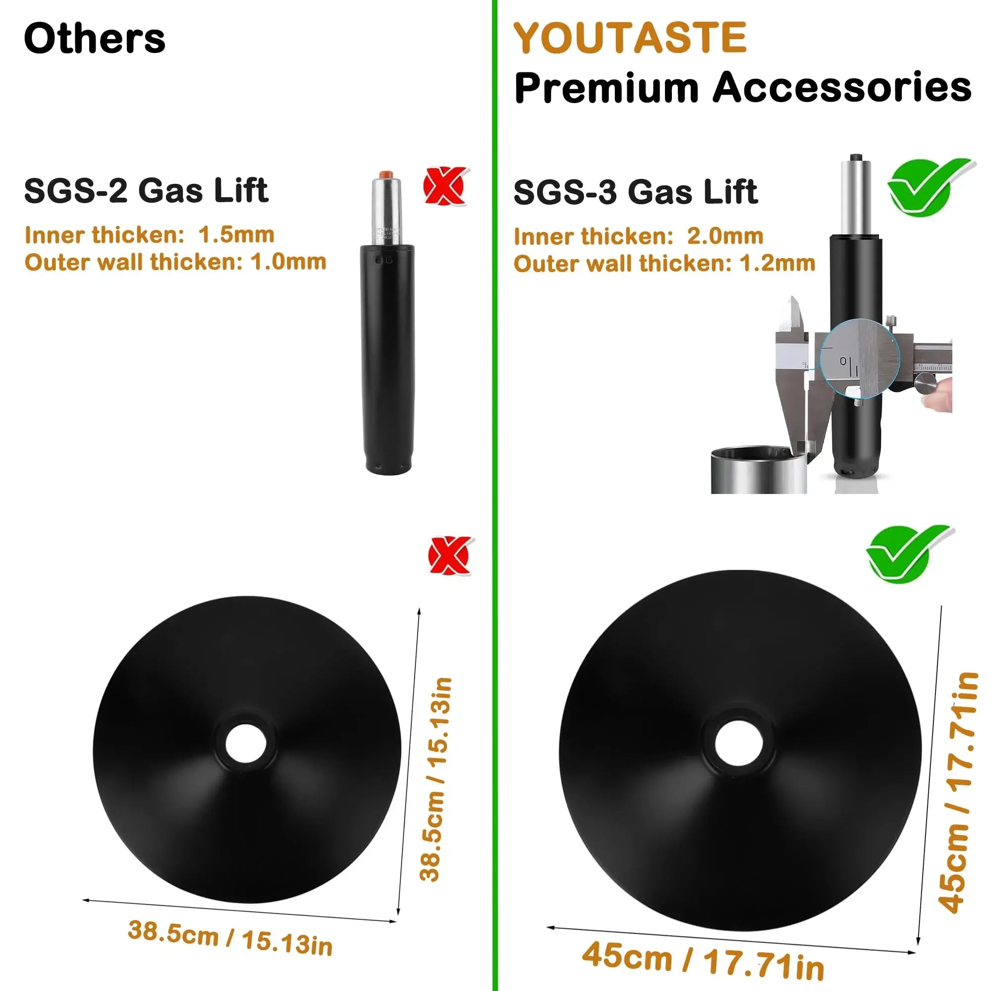 DYPODTEN Bar Stools Set of 2 featuring certified SGS-3 gas lift with adjustable height and smooth rotation