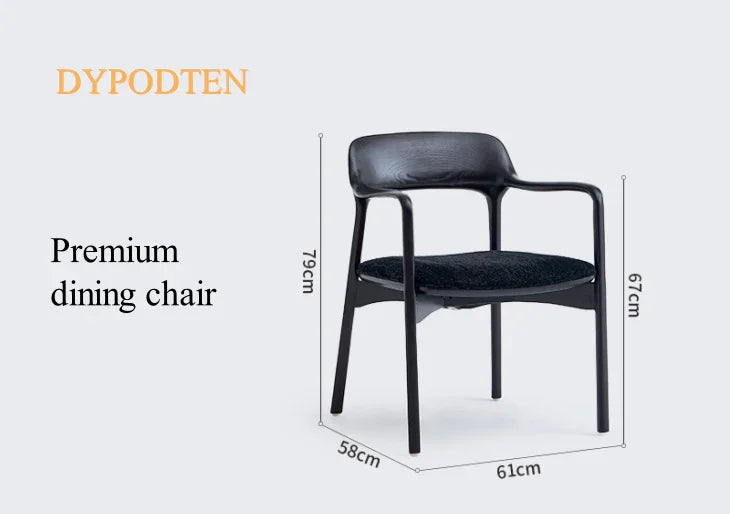 DYPODTEN Arm Dining Chair Dimensions 58x79x61cm – Modern Wooden Chair for Kitchen and Dining Room