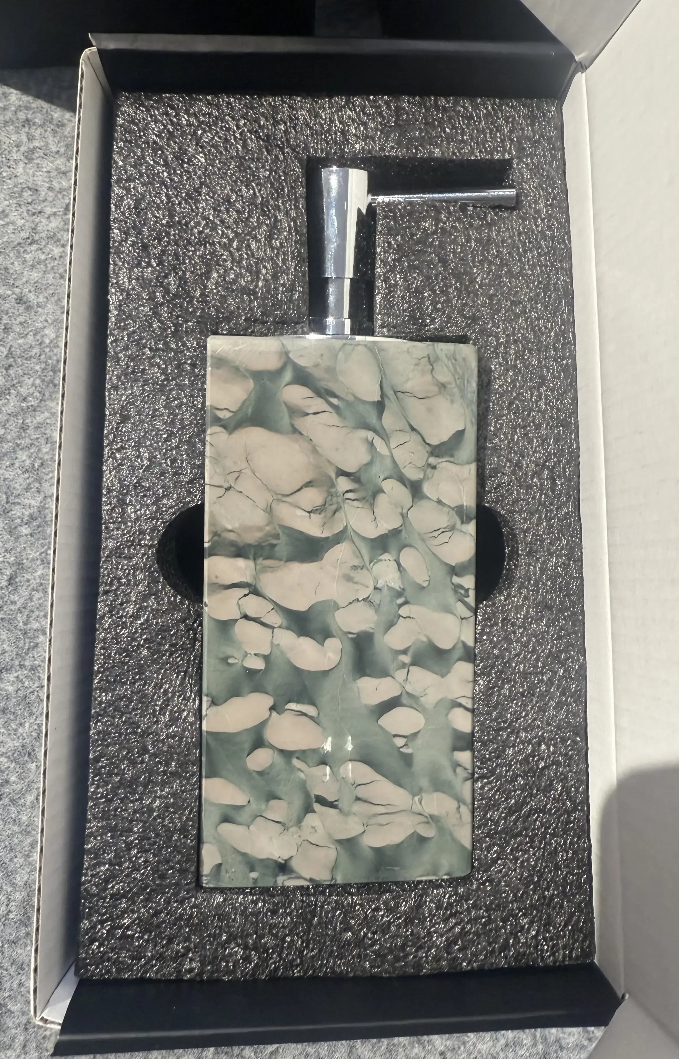 Elegant Marble Hand Sanitizer Dispenser for Table Stand – Lotus Green