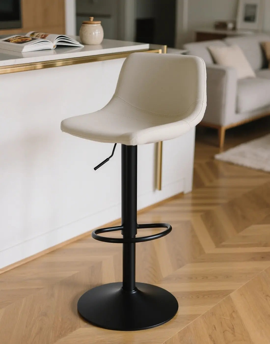DYPODTEN modern white bar stool for kitchen, dining, and home bar seating