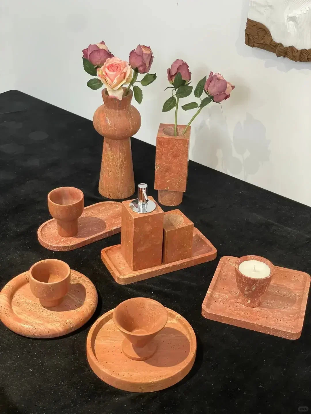 Marble Tray Runway Shape – Elegant Stone Tray for Jewelry, Tea Set & Soap Dispenser