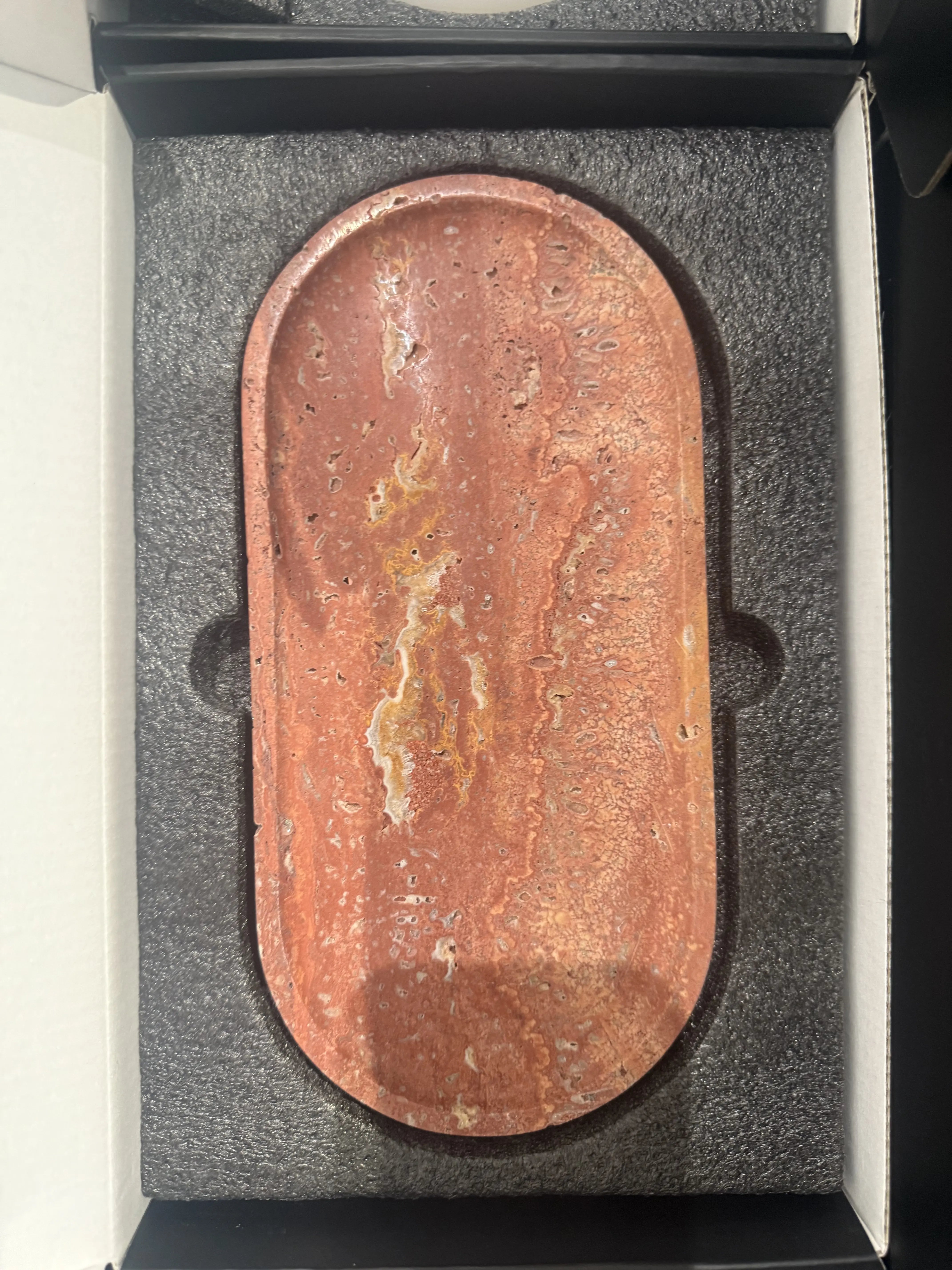 Marble Tray Runway Shape – Elegant Stone Tray for Jewelry, Tea Set & Soap Dispenser