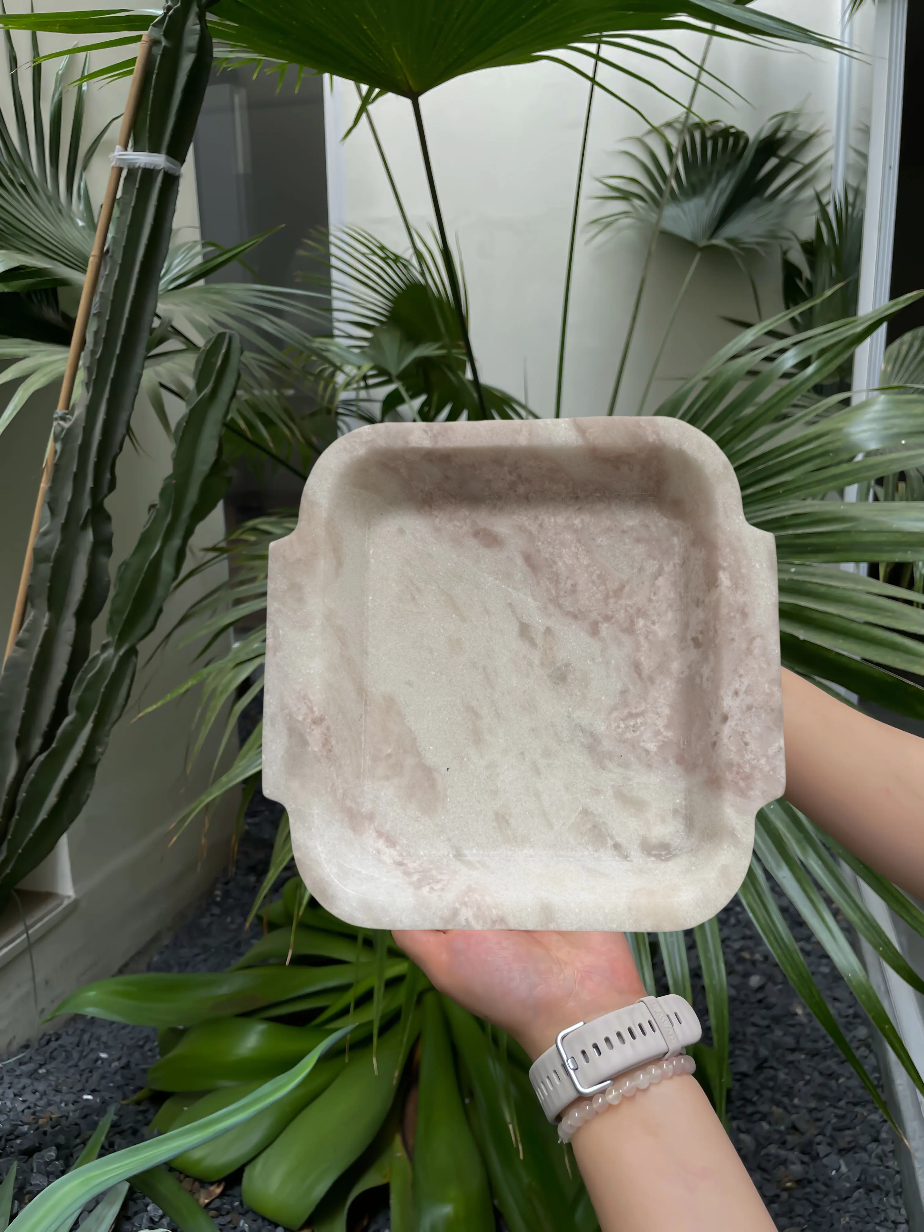 Rainbow Rose Marble Bathroom Tray – Vanity Organizer for Soap & Jewelry