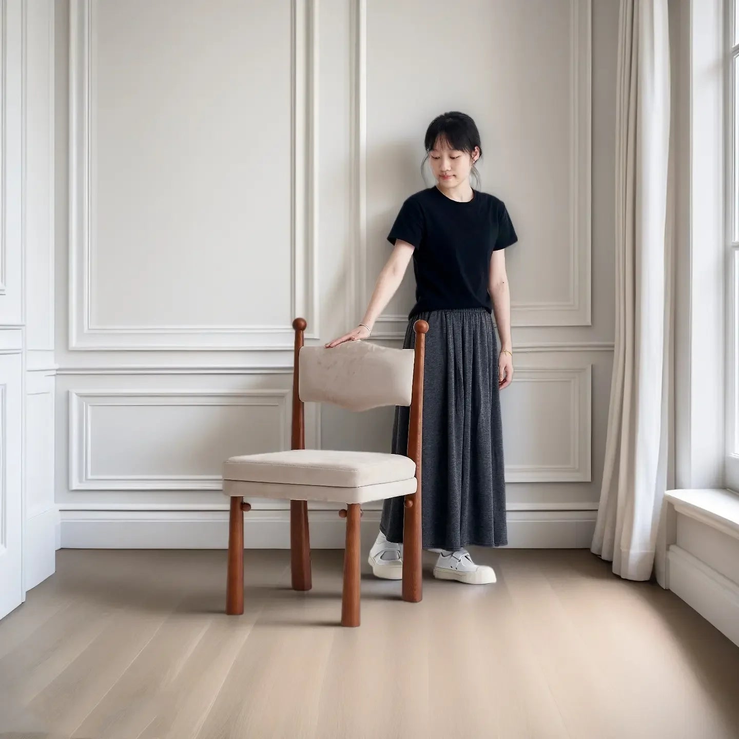 Modern Dining Chair, Wood, Fabric for Kitchen, Dining Set | DYPODTEN