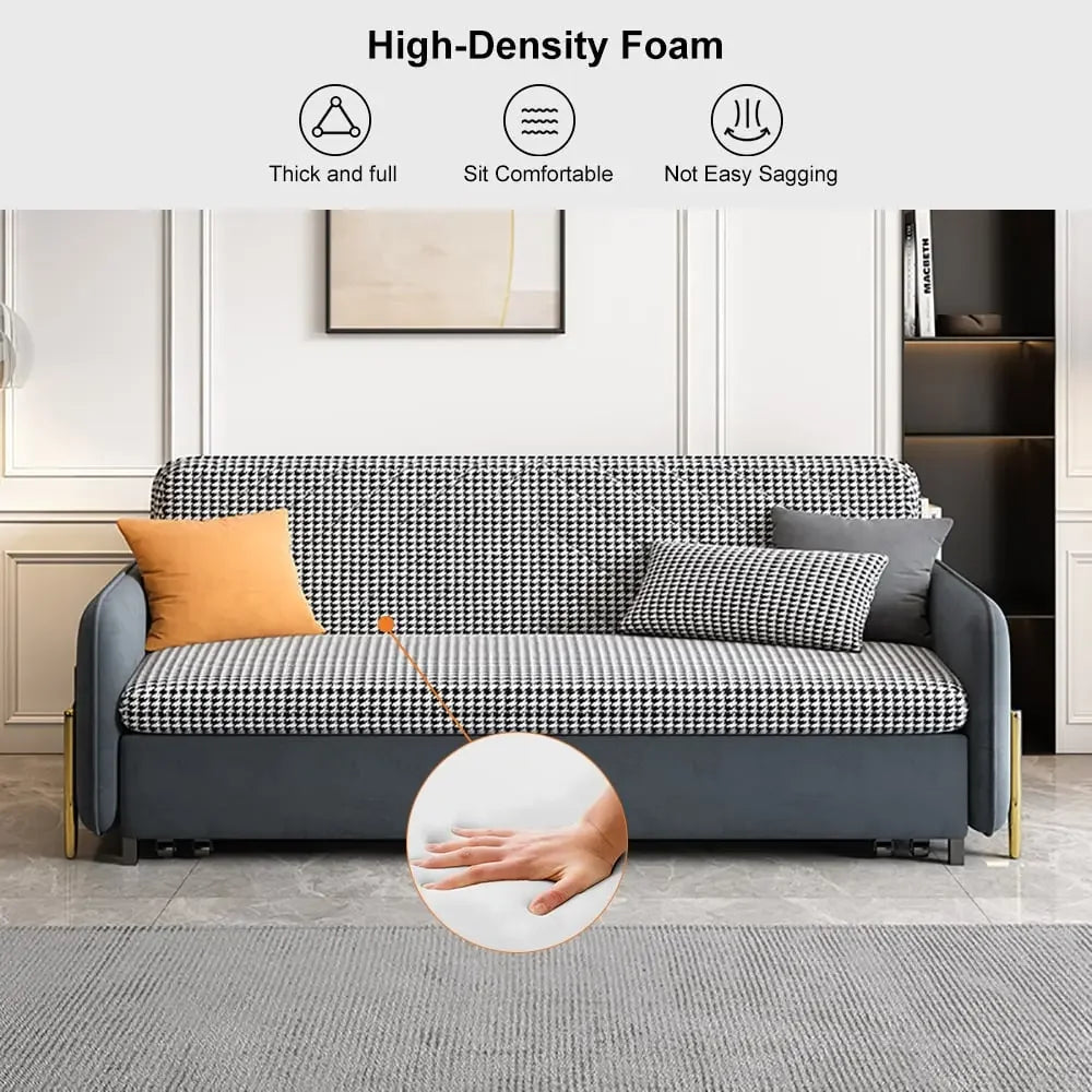 Sectional Sleep Sofa Pull Out Couch,Velvet Convertible for Home | DYPODTEN