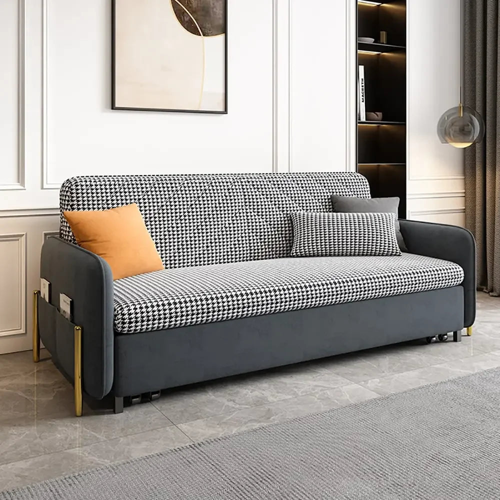 DYPODTEN deep gray sleep sofa with pull-out bed and velvet upholstery for living room or bedroom