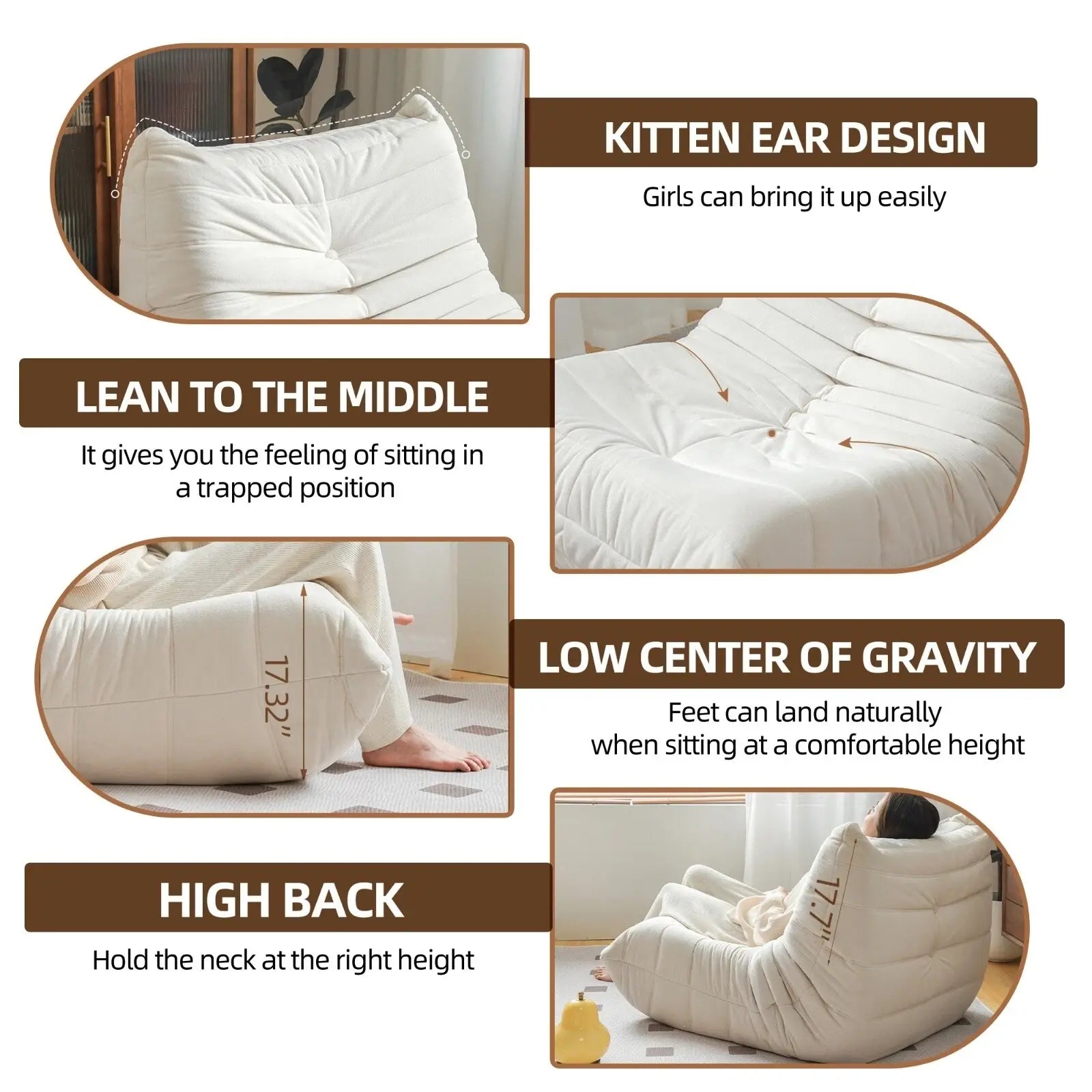 Accent Bean Bag Chair,Fur for Adult | DYPODTEN