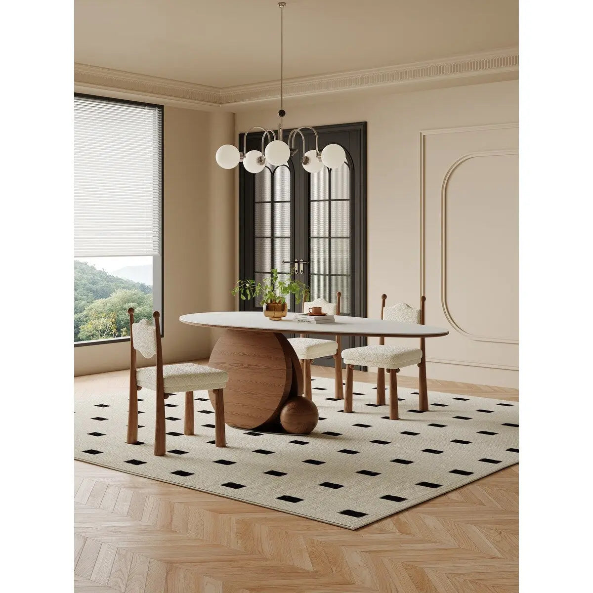 Modern Dining Chair with Wood and Fabric, Perfectly Paired with DYPODTEN Dining Table