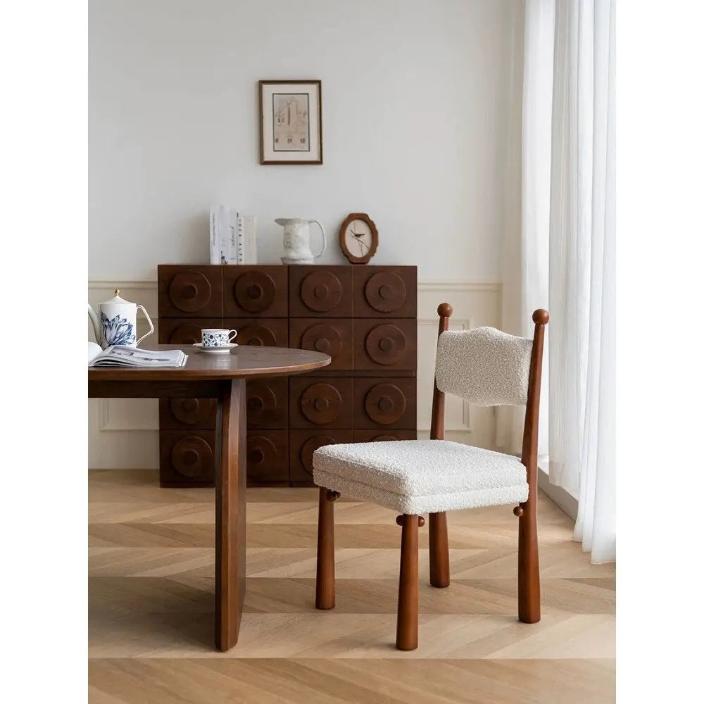 Modern Dining Chair, Wood, Fabric for Kitchen, Dining Set by DYPODTEN with Wave-like Backrest