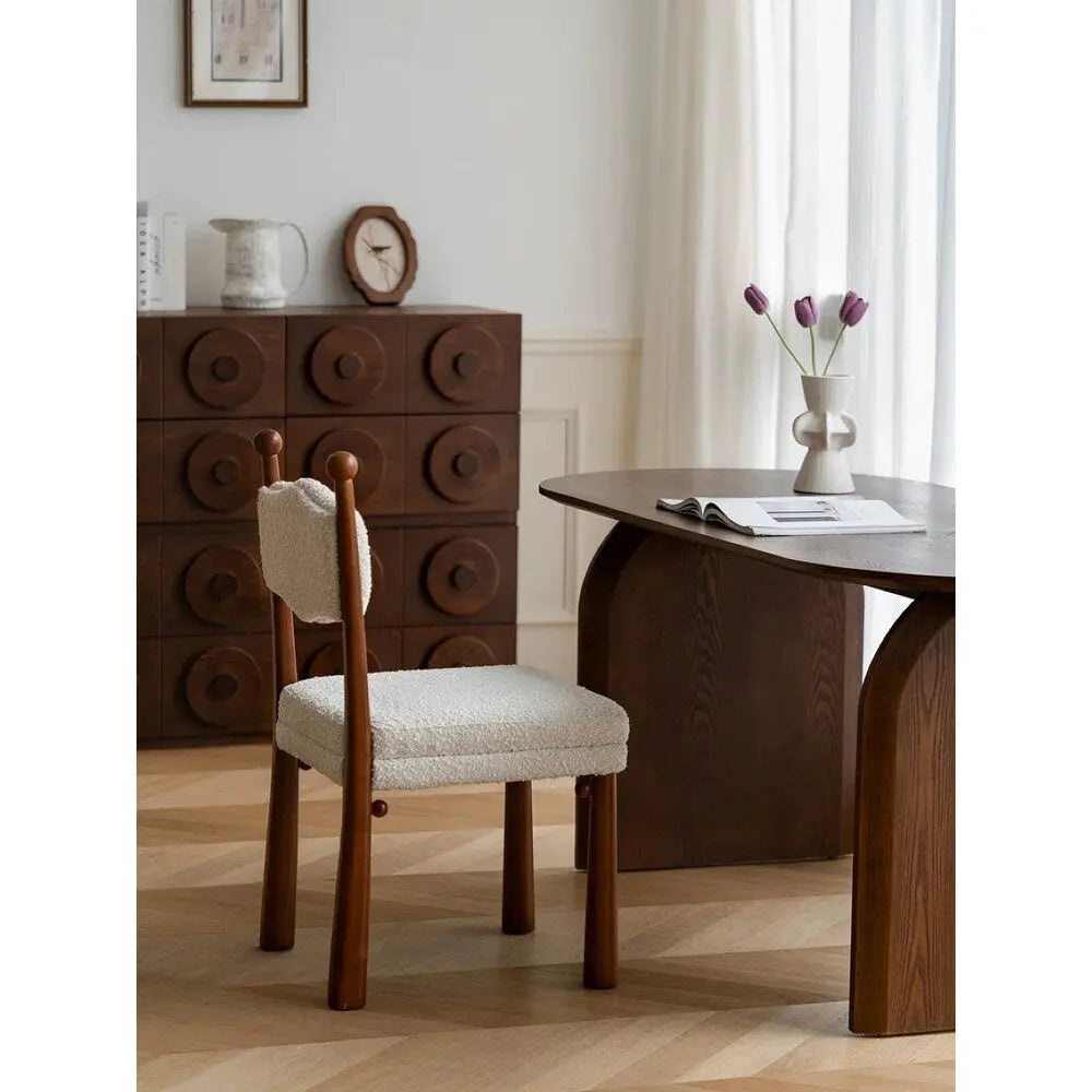 Modern Dining Chair with Wood and Fabric, DYPODTEN, Minimalist and Elegant Style for Kitchen and Dining Room