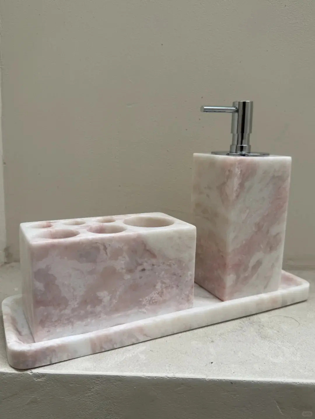 Rainbow Rose Marble Bathroom Tray – Vanity Organizer for Soap & Jewelry