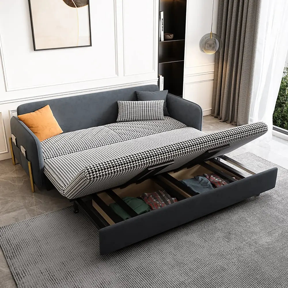 Sectional Sleep Sofa Pull Out Couch,Velvet Convertible for Home | DYPODTEN