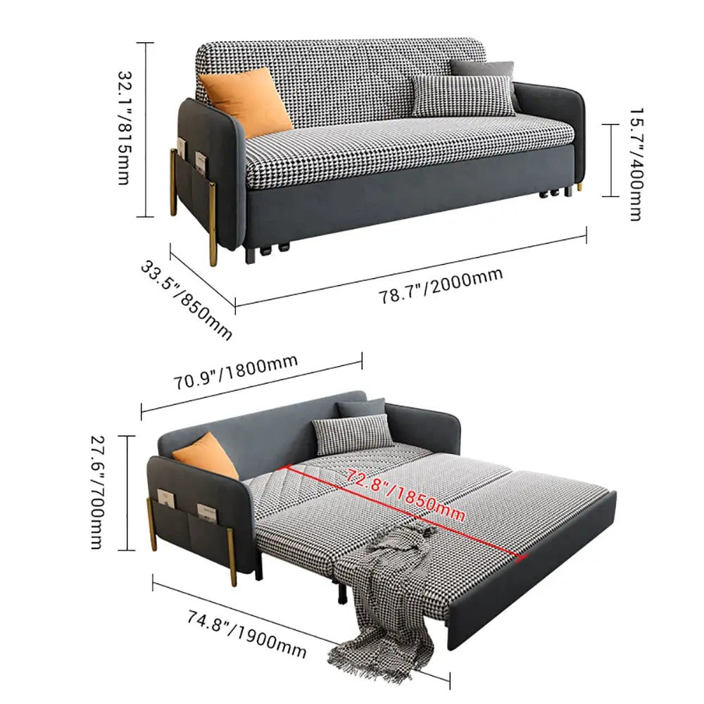 Sectional Sleep Sofa Pull Out Couch,Velvet Convertible for Home | DYPODTEN