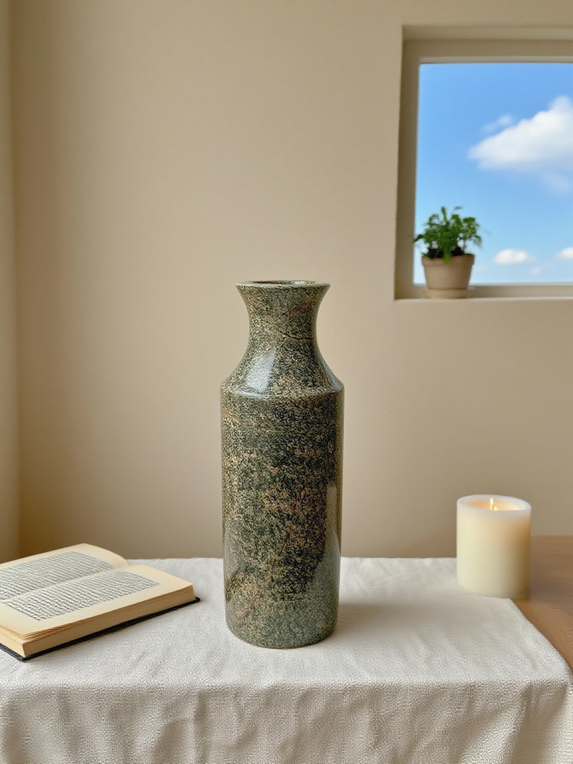 Tropical Rainforest Style Marble Vase-Decorative Flower Vases for Home Decor