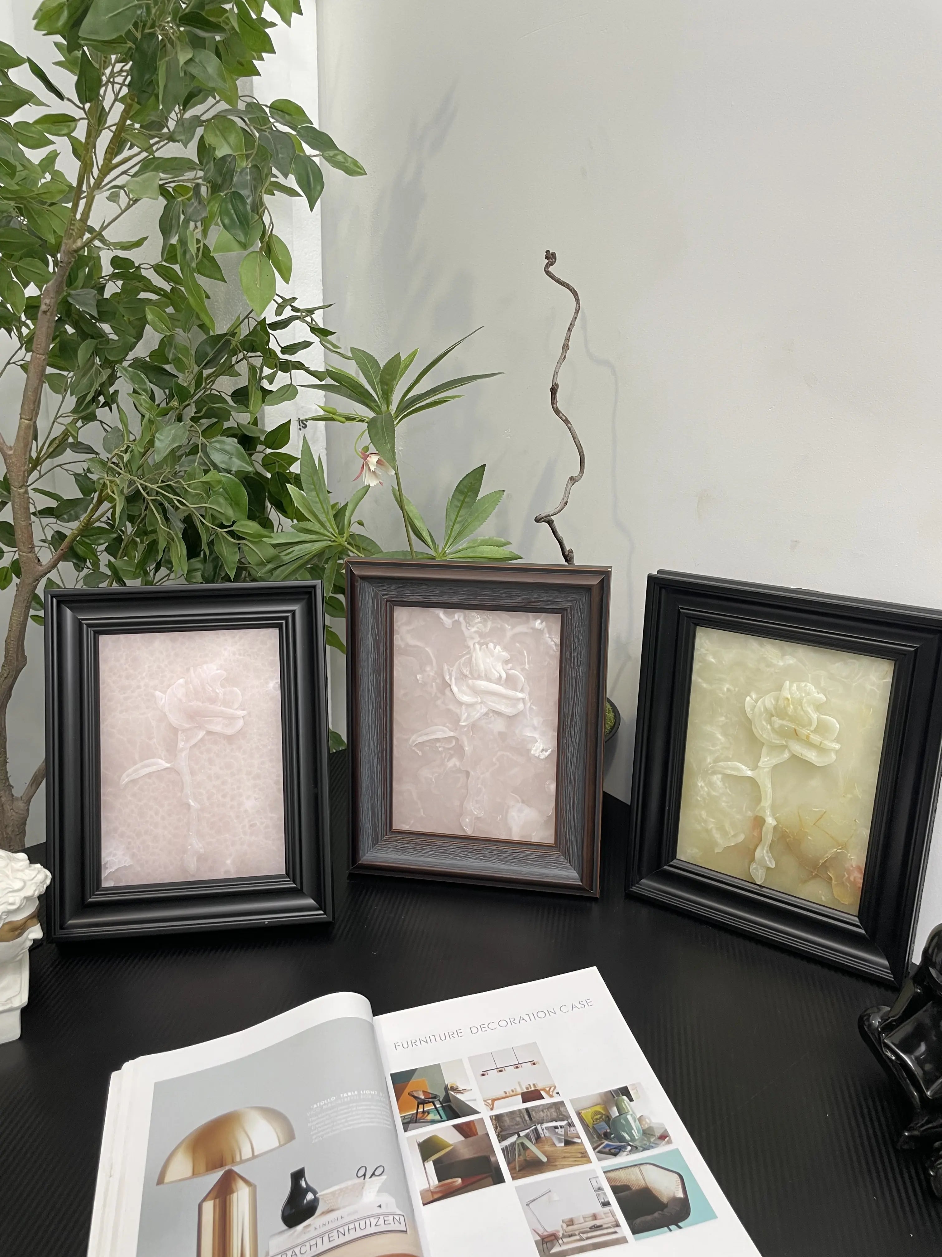 Afghan Pink Rose Wall Art - Modern Wall Decor for Living Room, Bedroom